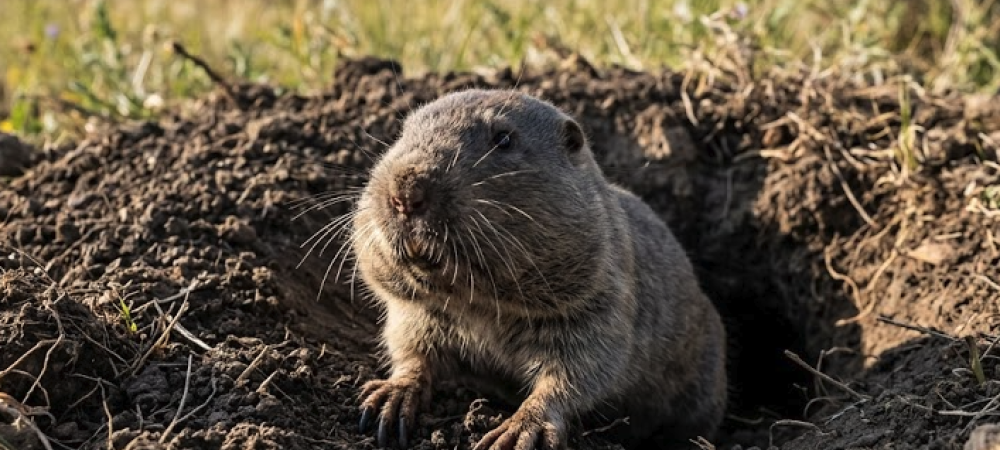 gopher coming out of mount